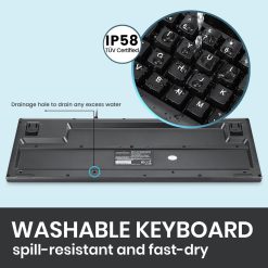 perixx periboard 523 afwasbaar toetsenbord ip58 + tÜv certificaat stofdicht toetsenbord 100% waterdicht toetsenbord qwerty/us zwart