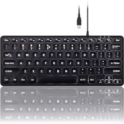 perixx periboard 332 compact bedraad toetsenbord met grote letters en backlight concave scissor toetsen zachte klik qwerty/us 70% toetsenbord